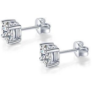 18k 1cttw Diamond Moissanite Solitaire Earrings